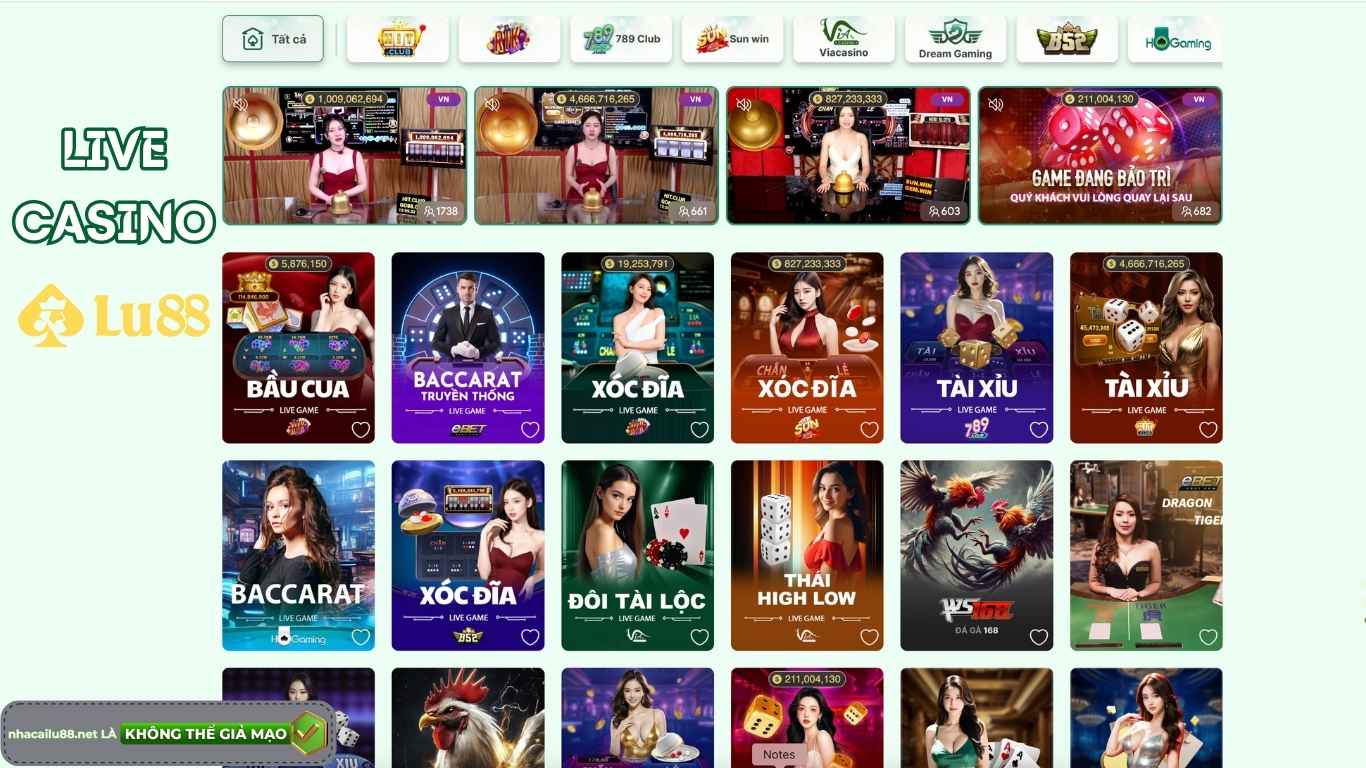 Sảnh game Live casino chất lượng, đẳng cấp